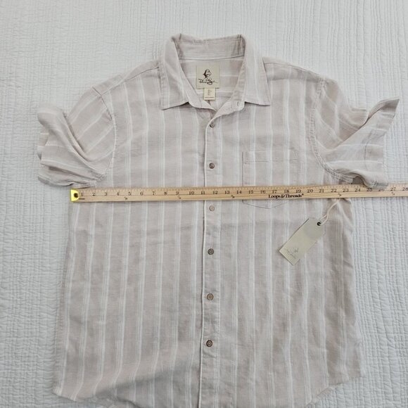 Panama Jack Linen Blend Shirt Men's Size L Beige Stripe NEW Button-Up Collared - Picture 9 of 14